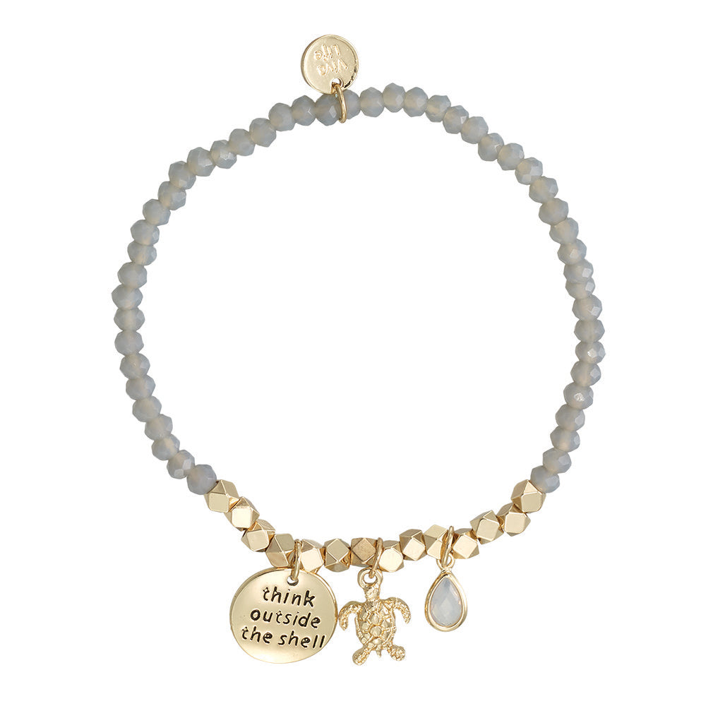 Think Outside the Shell Turtle Bracelet in Gray & Gold