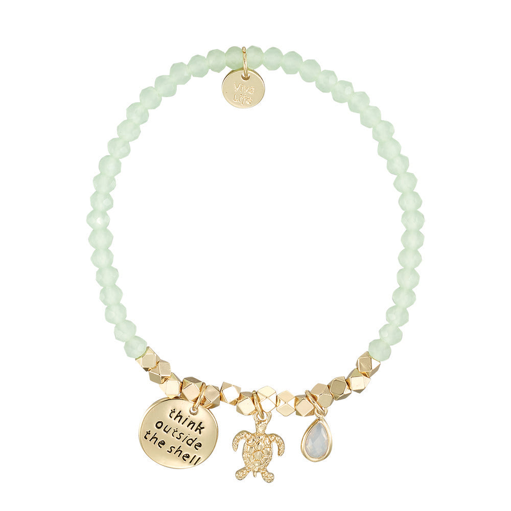 Think Outside the Shell Turtle Bracelet in Green & Gold