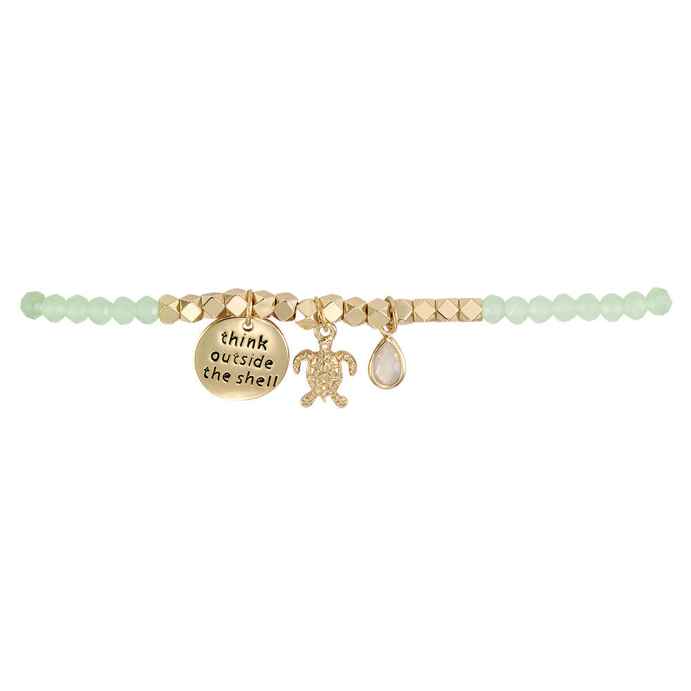 Think Outside the Shell Turtle Bracelet in Green & Gold