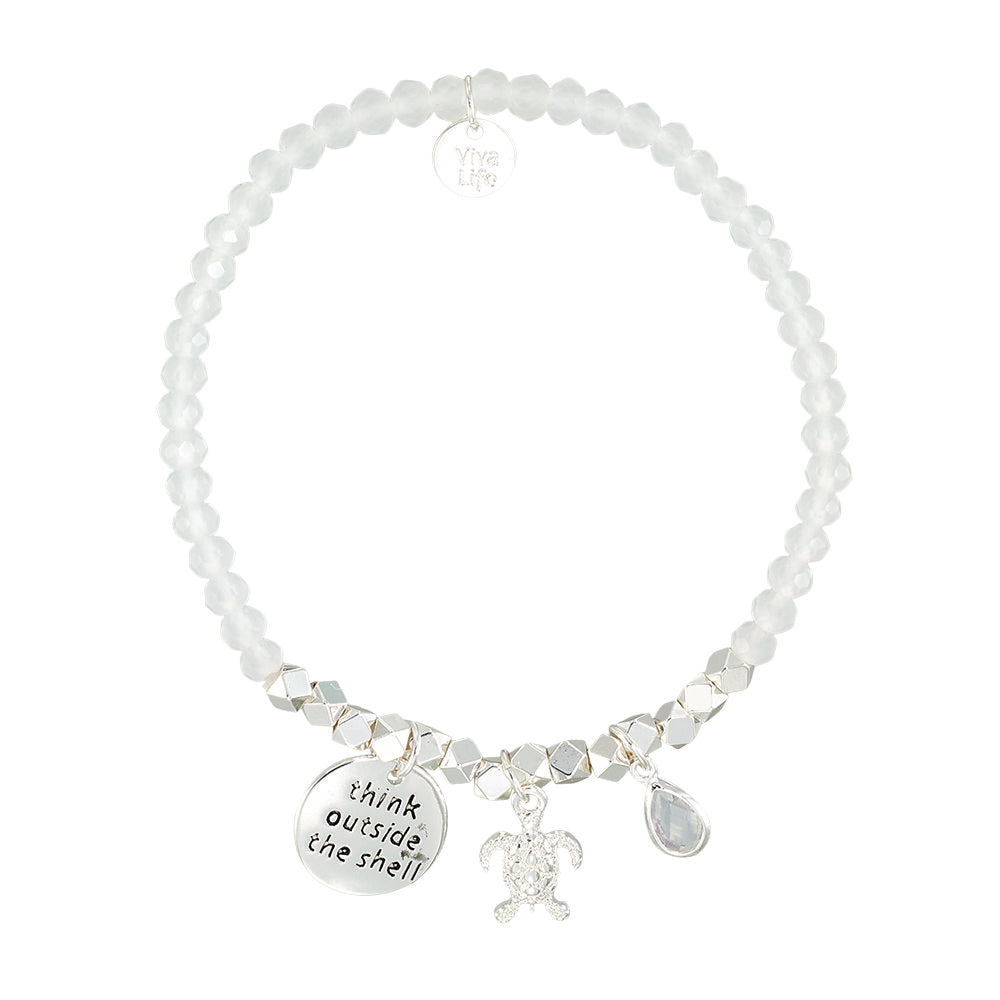 Think Outside the Shell Turtle Bracelet in White & Silver