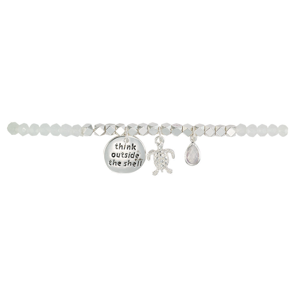 Think Outside the Shell Turtle Bracelet in White & Silver