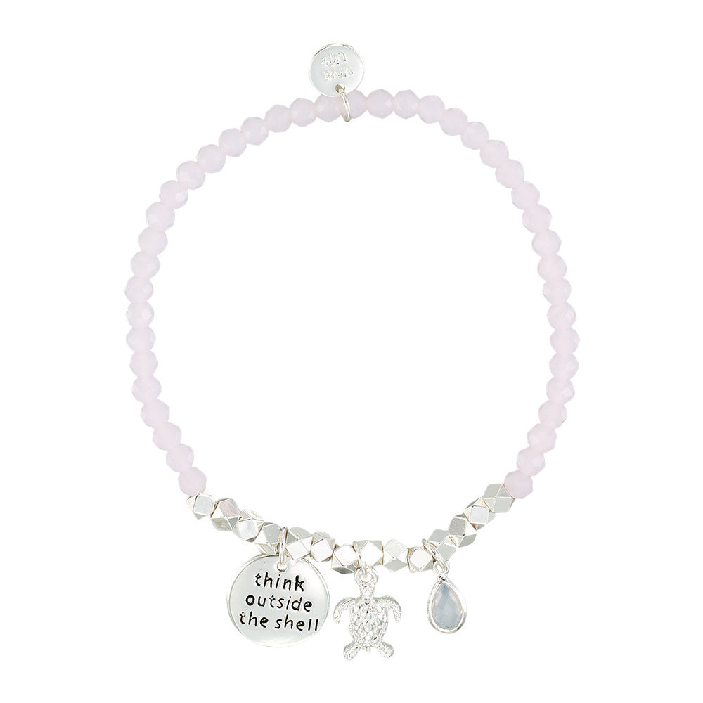 Think Outside the Shell Turtle Bracelet in Pink & Silver