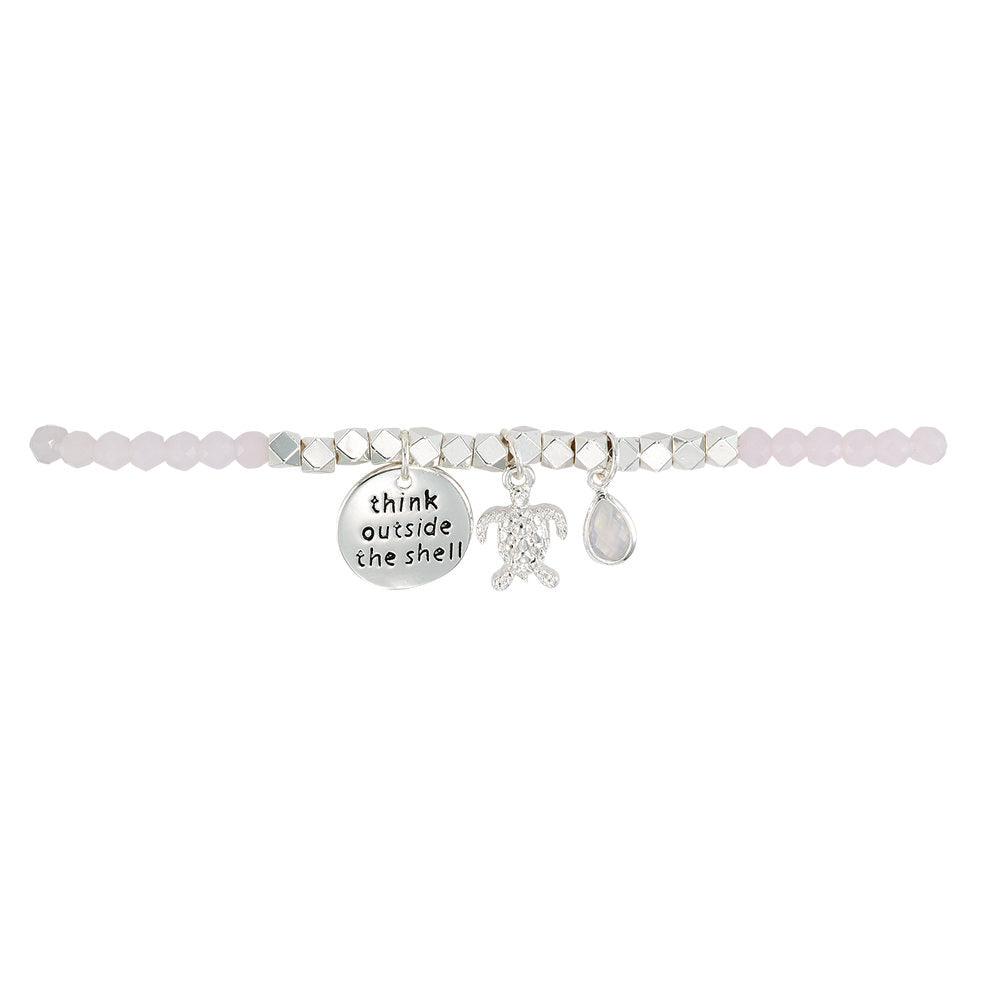 Think Outside the Shell Turtle Bracelet in Pink & Silver