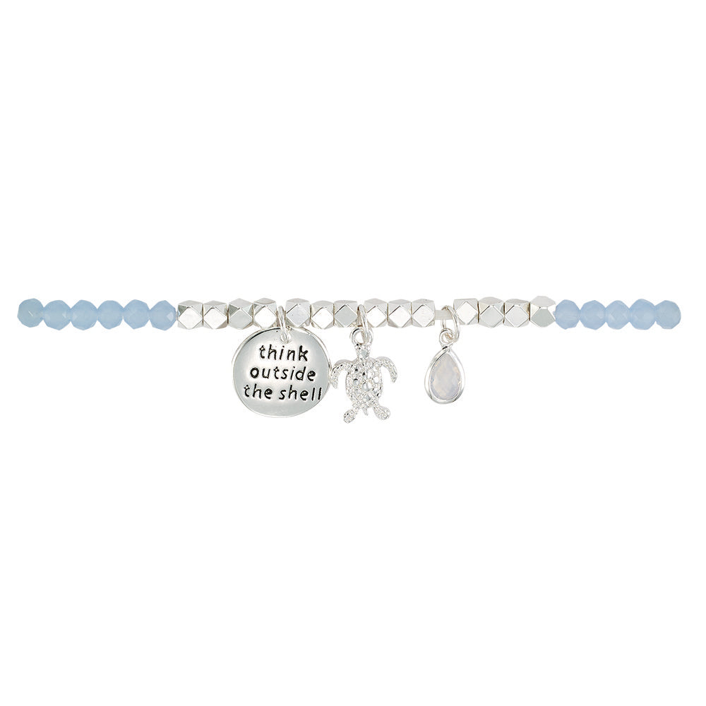 Think Outside the Shell Turtle Bracelet in Blue & Silver