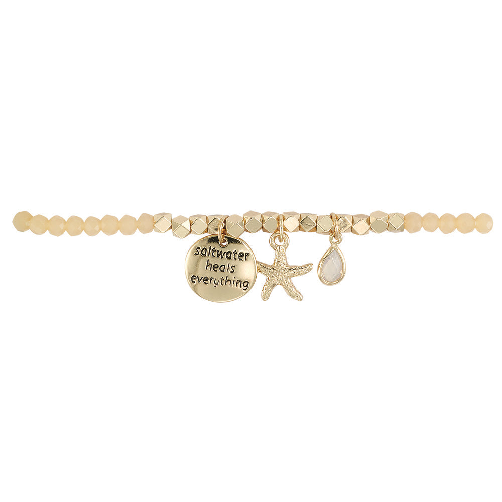Saltwater Heals Everything Starfish Bracelet in Peach & Gold