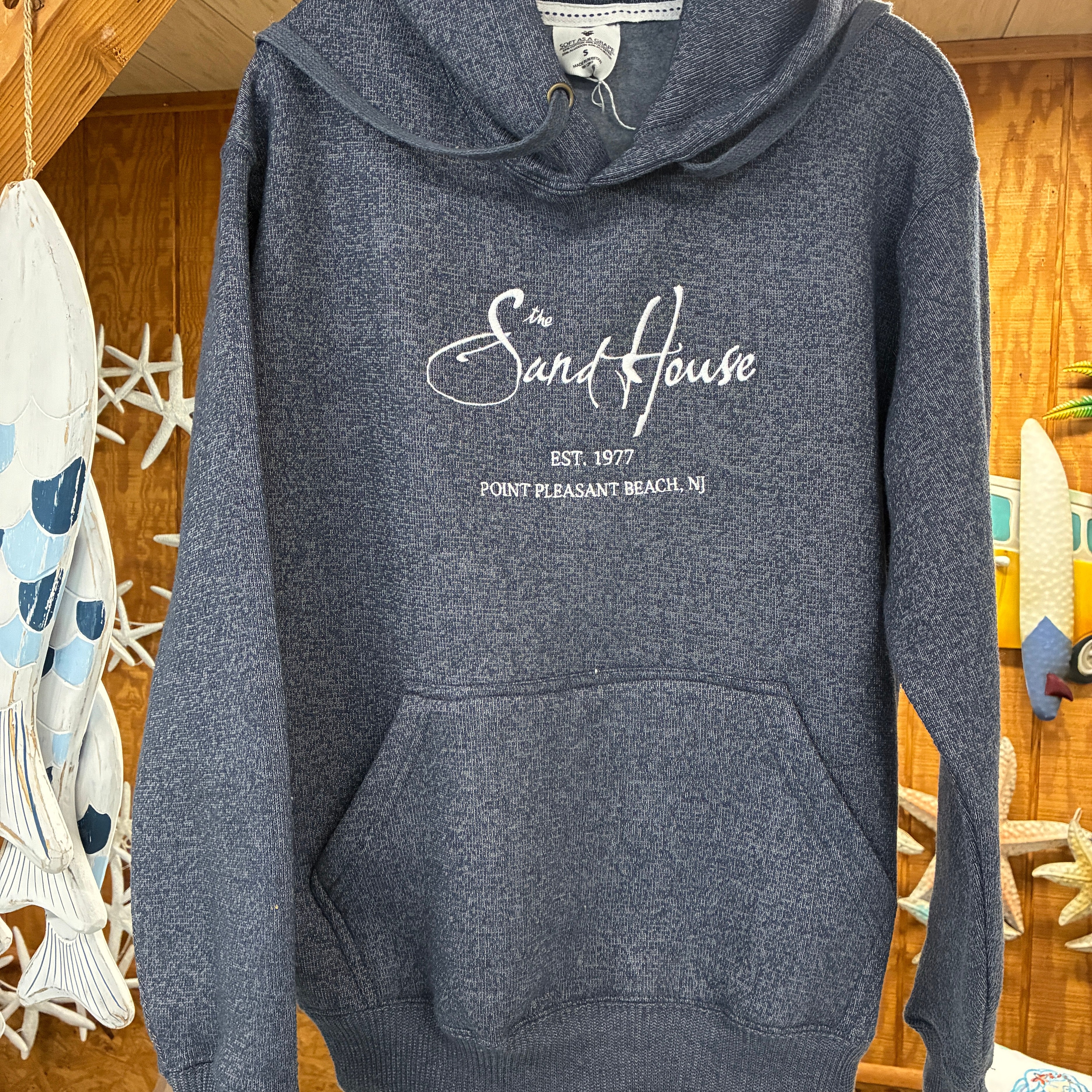The Sand House Embroidered Woven Blue Sweatshirt