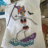 Surfing Witch Flour Sack Towel