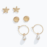 Gold Sea Life with Pearls Trio