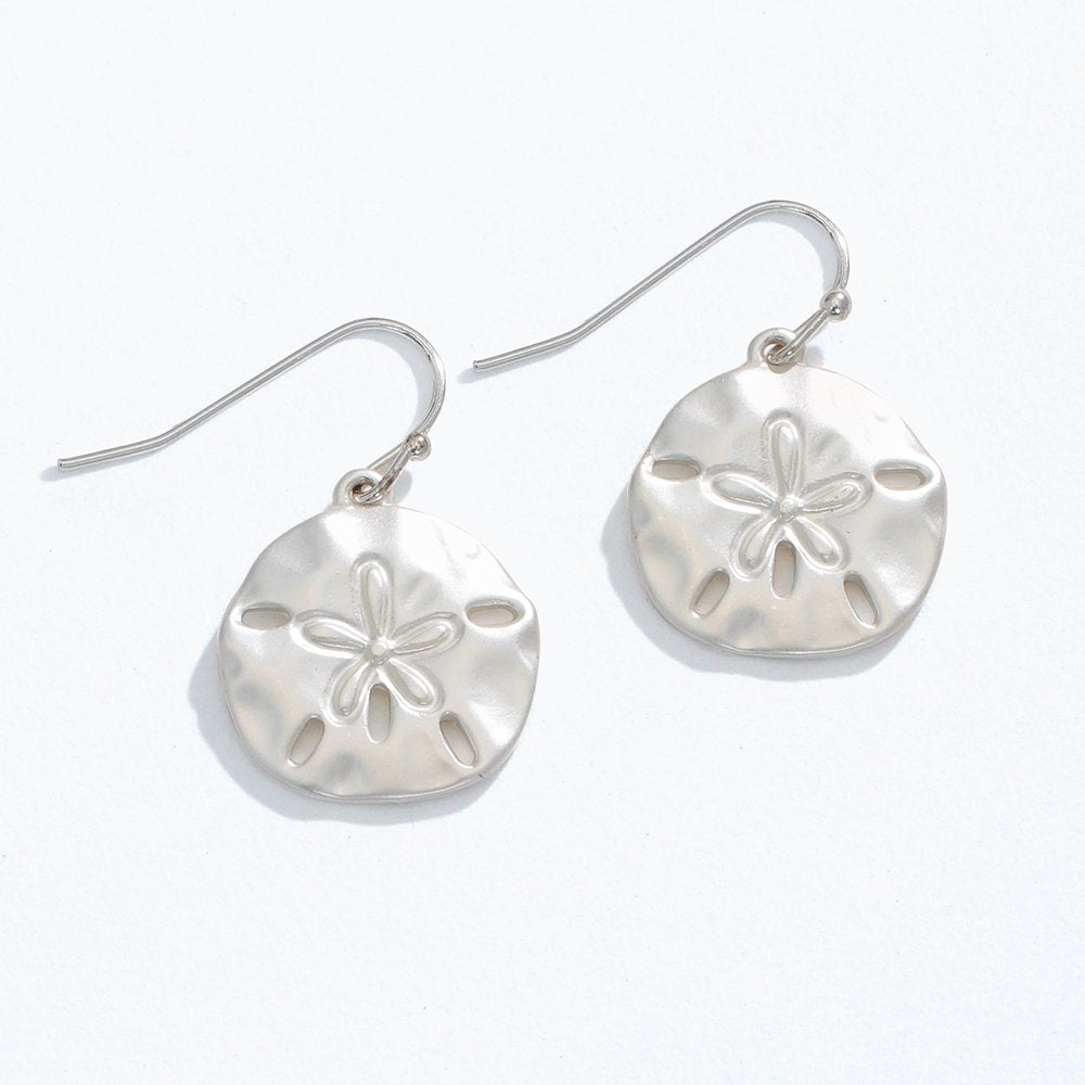 Matte Silver Sand Dollar Drop