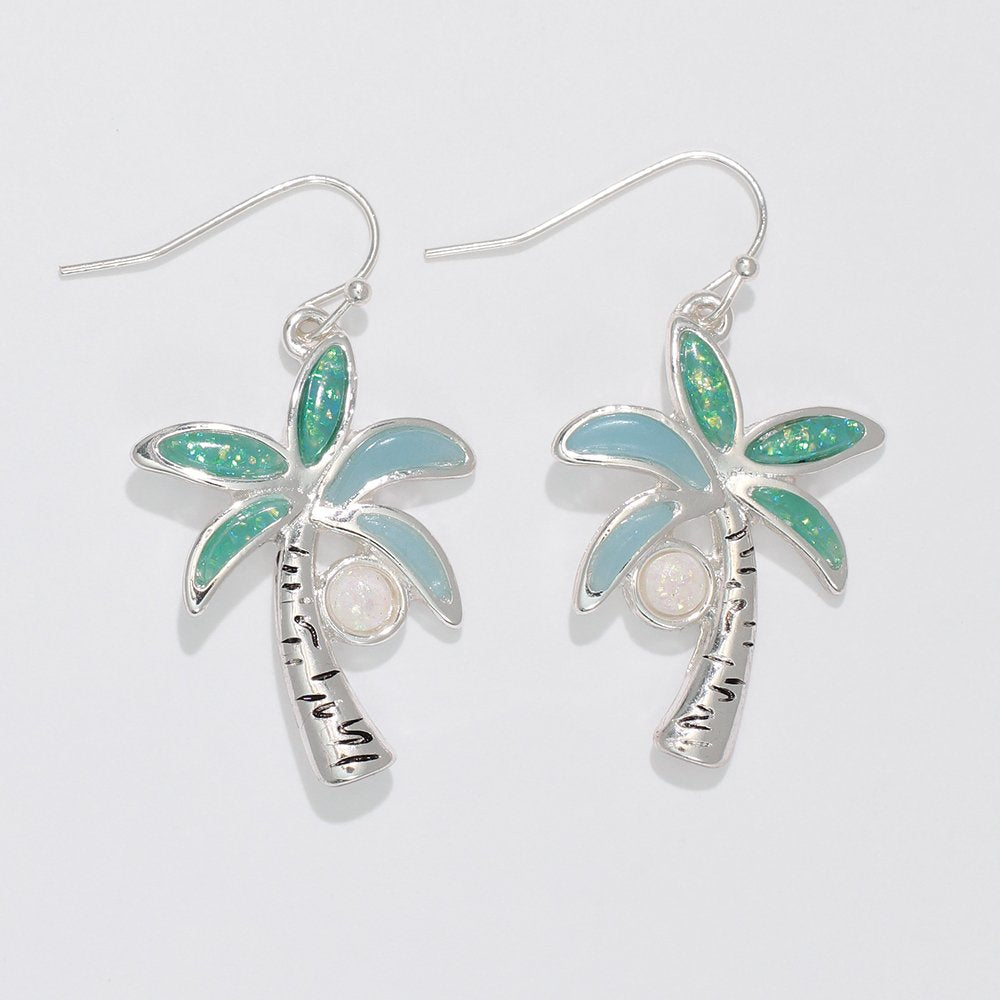 Silver Palm Trees with Glittery Resin Leaves