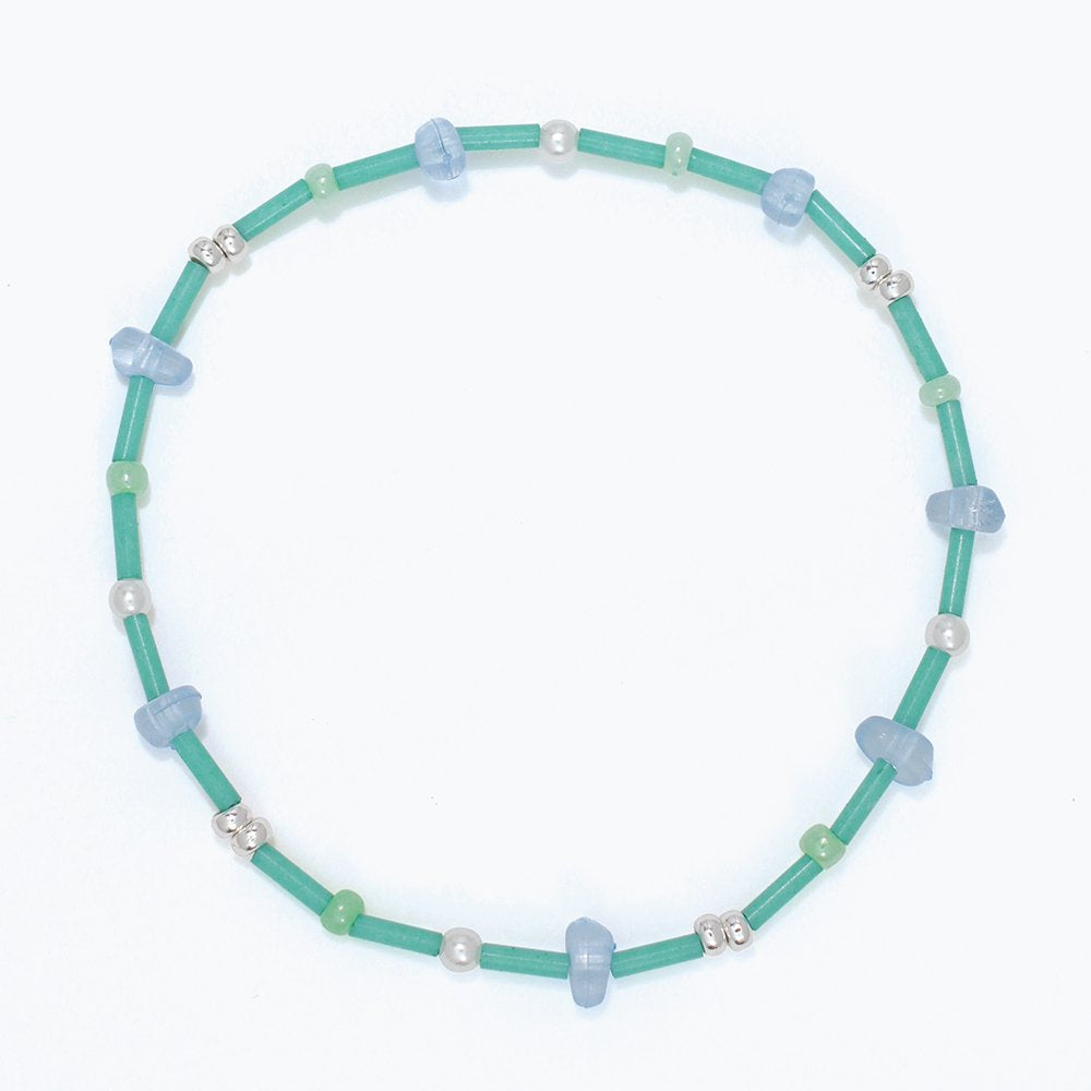 Fun Sea Glass Beads and Pearls Anklet