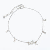 Sleek Dolphin with Crystal Dangles Anklet