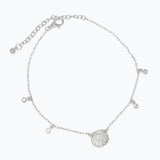 Dainty Silver Shell with Crystals Anklet