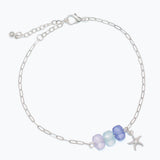 Blue Sea Glass Beads with Starfish Anklet