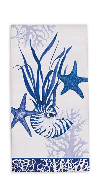 Indigo Shells Tea Towel