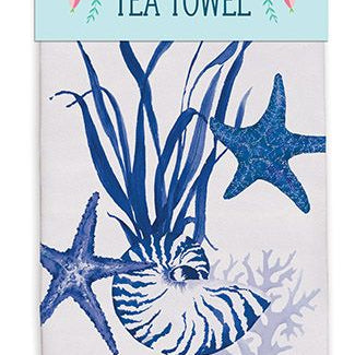 Indigo Shells Tea Towel