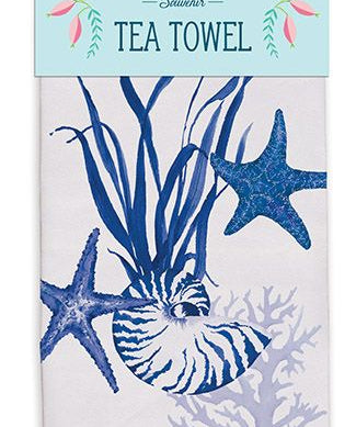 Indigo Shells Tea Towel