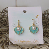 Aqua Pearl Shell Earrings