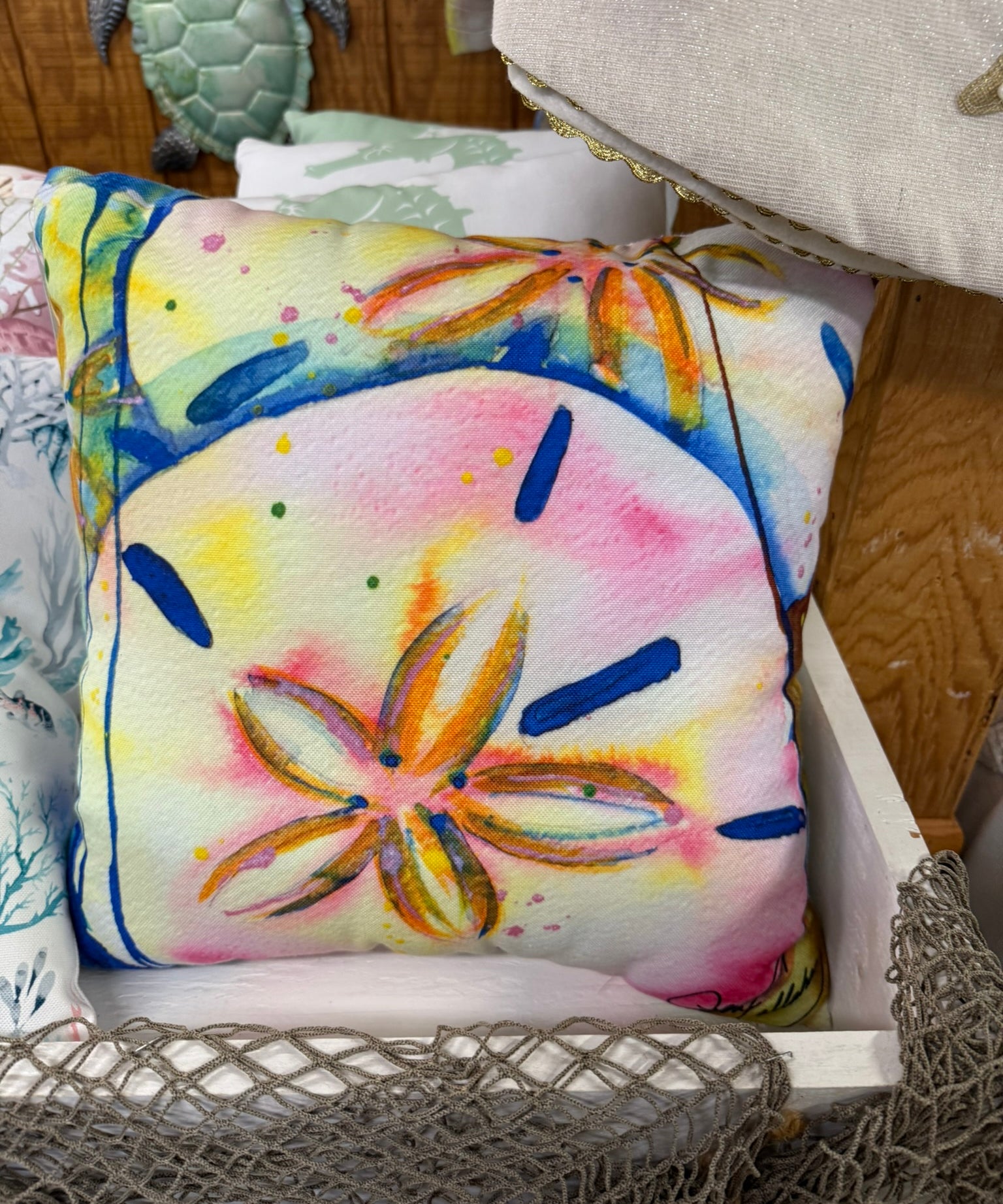 Sand Dollar Watercolor Pillow