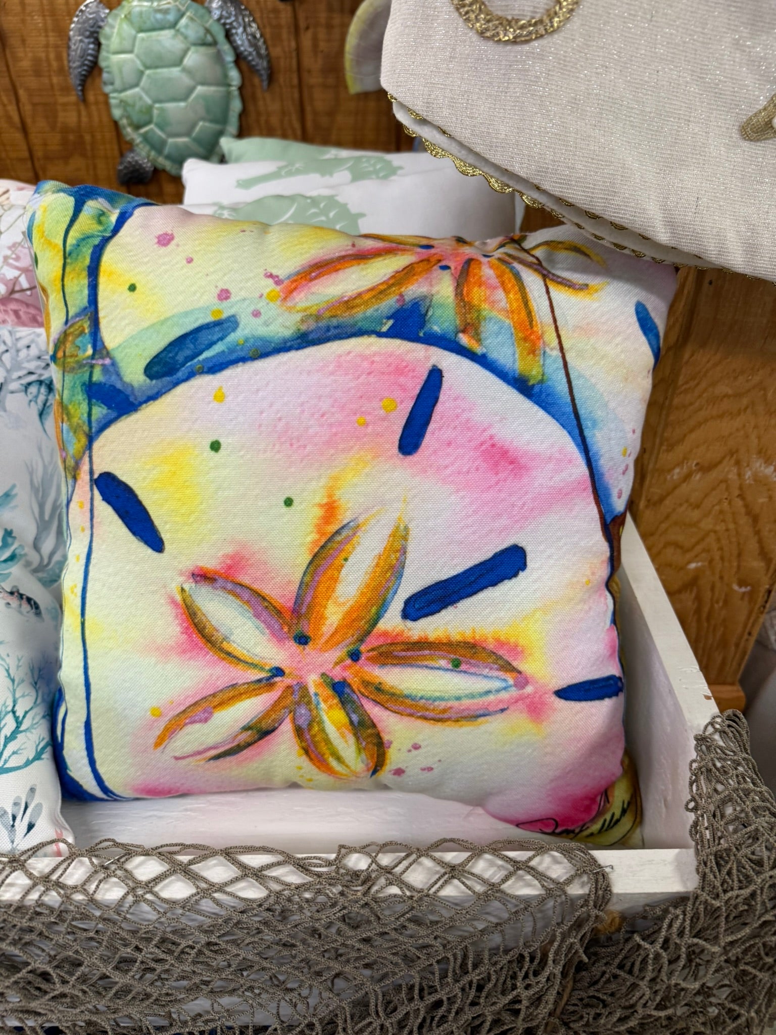 Sand Dollar Watercolor Pillow