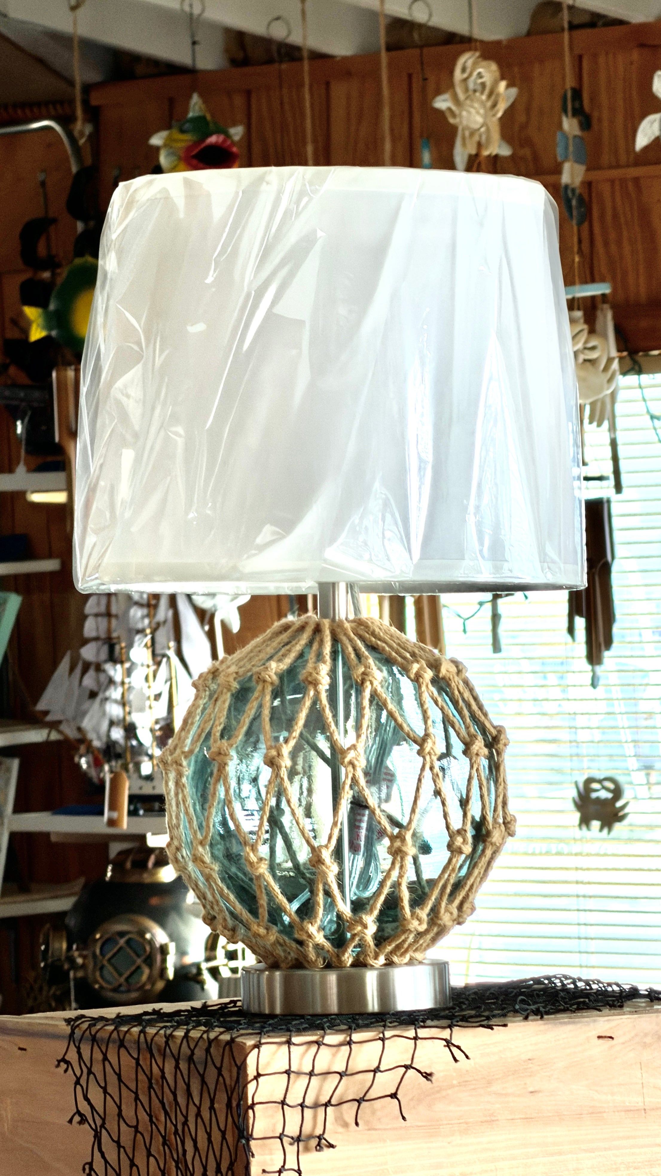Blue Glass Buoy Lamp