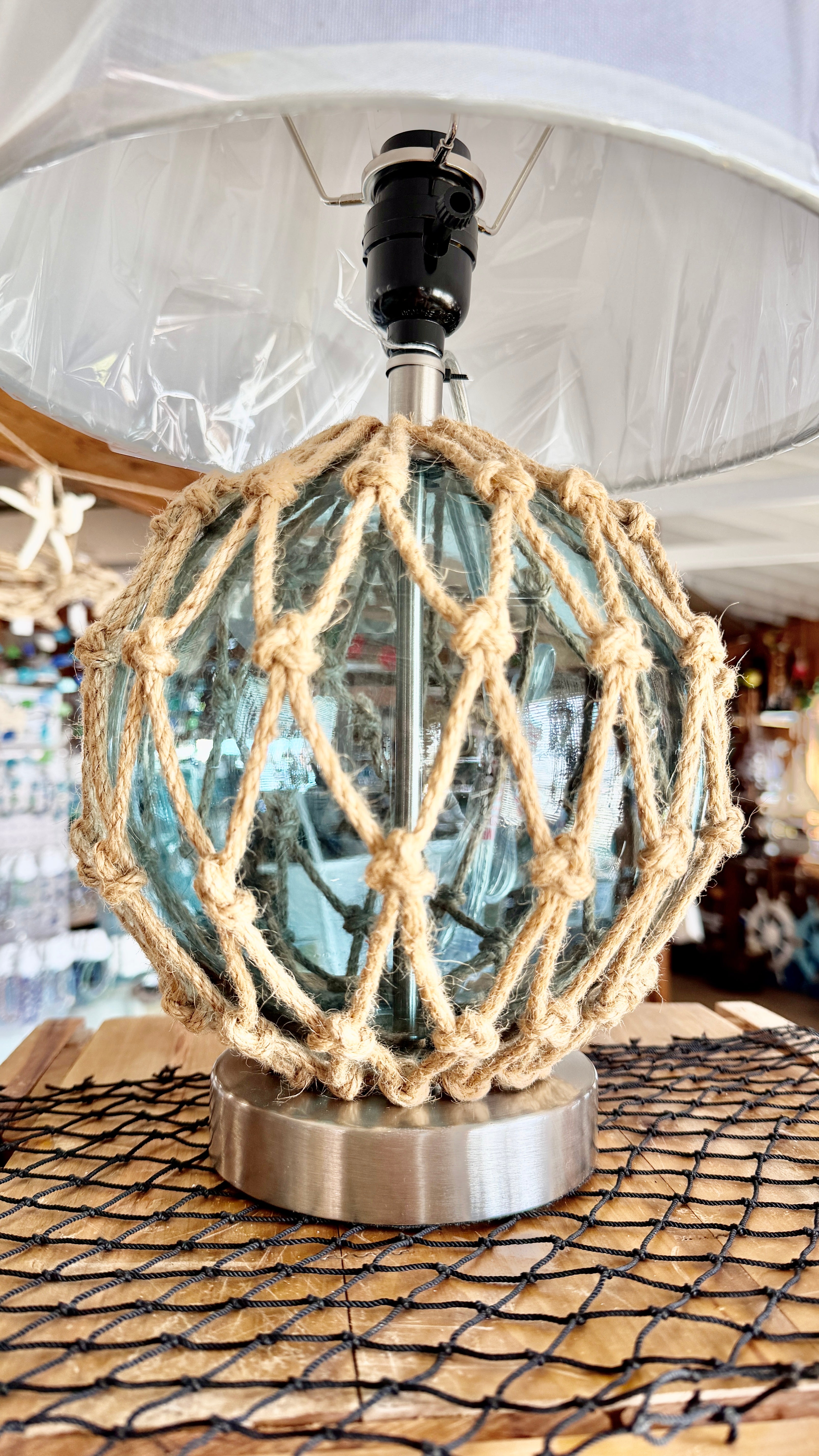 Blue Glass Buoy Lamp