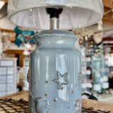 Blue Ceramic Shells and Starfish Lamp