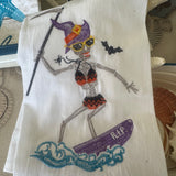 Surfing Witch Flour Sack Towel
