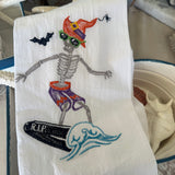 Surfing Skeleton Flour Sack Towel