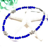 Cobalt Sea Glass Turtle Anklet