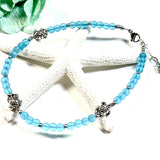 Aqua Sea Glass Turtle Anklet