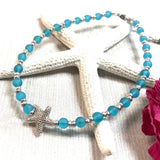 Aqua Sea Glass Starfish Anklet