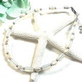 White Sea Glass & Pearl Anklet